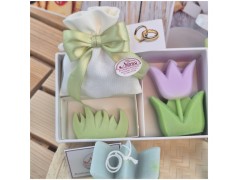 Bomboniera Matrimonio e Comunione Set Spring Box con Candela Tulipano Grande e Sacchetto