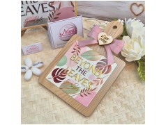 Bomboniera Matrimonio Utile "Tagliere Tropical" - Design Foglie Oro con Scatola Coordinata e Nomi