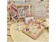 Bomboniera Matrimonio Utile "Tagliere Tropical" - Design Foglie Oro con Scatola Coordinata e Nomi