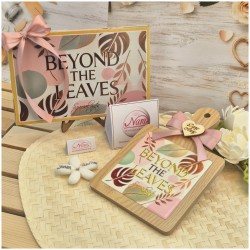 Bomboniera Matrimonio Utile "Tagliere Tropical" - Design Foglie Oro con Scatola Coordinata e Nomi