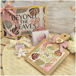 Bomboniera Matrimonio Utile "Tagliere Tropical" - Design Foglie Oro con Scatola Coordinata e Nomi