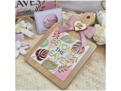 Bomboniera Matrimonio Utile "Tagliere Tropical" - Design Foglie Oro con Scatola Coordinata e Nomi