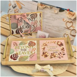 Bomboniera Matrimonio Utile Vassoio Prestige in Legno con Manici in Metallo Oro e Scatola Coordinata