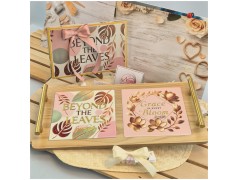 Bomboniera Matrimonio Utile Vassoio Prestige in Legno con Manici in Metallo Oro e Scatola Coordinata