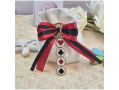 Bomboniera 18 Anni e a Tema Poker d'Assi - Portachiavi Carte da Gioco (Alice) su Sacchetto Luxury