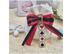 Bomboniera 18 Anni e a Tema Poker d'Assi - Portachiavi Carte da Gioco (Alice) su Sacchetto Luxury