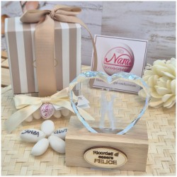 Bomboniera Matrimonio Utile Lampada Led "Cuore di Luce" con Sposi e Frase "Ricordati di essere Felice"