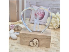 Bomboniera Matrimonio Utile Lampada Led "Cuore di Luce" con Sposi e Frase "Ricordati di essere Felice"