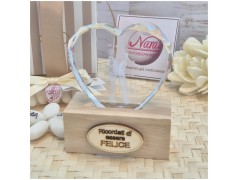 Bomboniera Matrimonio Utile Lampada Led "Cuore di Luce" con Sposi e Frase "Ricordati di essere Felice"