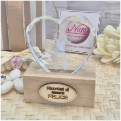 Bomboniera Matrimonio Utile Lampada Led "Cuore di Luce" con Sposi e Frase "Ricordati di essere Felice"