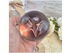 Bomboniera Lampada Led Sfera di Luce in Cristallo 3D con Tulipani e Scatola Cilindrica