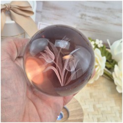 Bomboniera Lampada Led Sfera di Luce in Cristallo 3D con Tulipani e Scatola Cilindrica