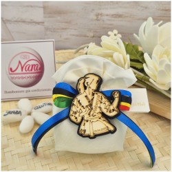 Torta Bomboniera Comunione e Cresima Judo & Karate con Kimono in Legno Personalizzato e Nastri Olimpici