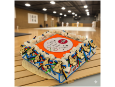 Torta Bomboniera Comunione e Cresima Judo & Karate con Kimono in Legno Personalizzato e Nastri Olimpici