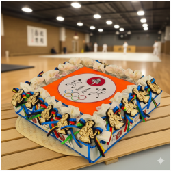 Torta Bomboniera Comunione e Cresima Judo & Karate con Kimono in Legno Personalizzato e Nastri Olimpici