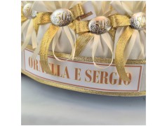 Torta porta bomboniere sacchettini con placchetta 50 anniversario