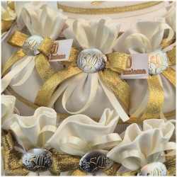 Torta porta bomboniere sacchettini con placchetta 50 anniversario