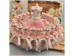 Torta Bomboniera Battesimo Cavallino Giostra dei Sogni Rosa