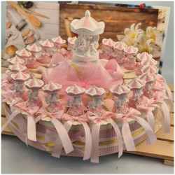 Torta Bomboniera Battesimo Cavallino Giostra dei Sogni Rosa