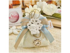 Bomboniera Prima Comunione Sacchetto Juta Bimbo Albero della Vita e Iniziale