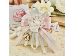 Bomboniera Prima Comunione Sacchetto Juta Bimba Albero della Vita e Iniziale