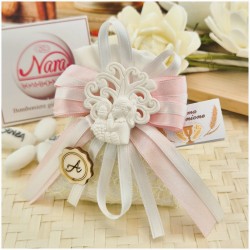 Bomboniera Prima Comunione Sacchetto Juta Bimba Albero della Vita e Iniziale