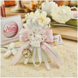 Bomboniera Prima Comunione Sacchetto Juta Bimba Albero della Vita e Iniziale