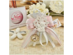 Bomboniera Prima Comunione Sacchetto Juta Bimba Albero della Vita e Iniziale