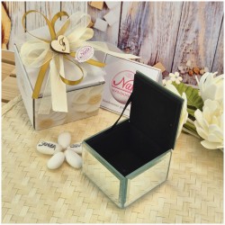 Bomboniera Hervit Scatola Porta Gioie in Vetro Specchiato Farfalla