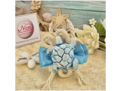 Bomboniera Tema Mare Saponetta Profumata Rivestita con Tartaruga Ceramica e Corda Nautica
