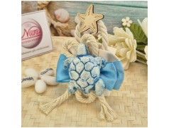Bomboniera Tema Mare Saponetta Profumata Rivestita con Tartaruga Ceramica e Corda Nautica