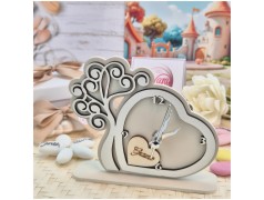 Bomboniera Solidale Cuorematto Orologio "Tempo d'Amore" - Albero della Vita Panna in Legno con Nome Personalizzato
