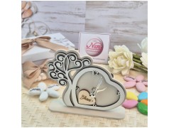 Bomboniera Solidale Cuorematto Orologio "Tempo d'Amore" - Albero della Vita Panna in Legno con Nome Personalizzato