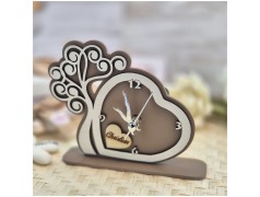 Bomboniera Solidale Cuorematto Orologio Tempo d'Amore - Albero della Vita Tortora in Legno con Nome Personalizzato