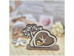 Bomboniera Solidale Cuorematto Orologio Tempo d'Amore - Albero della Vita Tortora in Legno con Nome Personalizzato