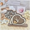 Bomboniera Solidale Cuorematto Orologio Tempo d'Amore - Albero della Vita Tortora in Legno con Nome Personalizzato