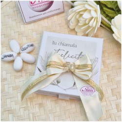 Albero della Vita Bomboniera portachiavi con Cuori Oro e Scatola Felicità