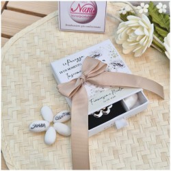 Albero della Vita Bomboniera portachiavi con Cuori Oro e Scatola Felicità