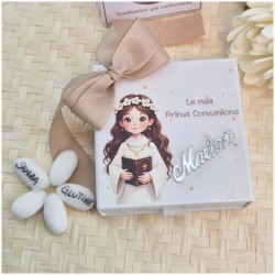 Albero della Vita Bomboniera portachiavi con Cuori Oro e Scatola Felicità