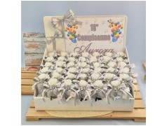 Bomboniera 18 Anni Scatolina Cube Silver Dream con Rosa Bianca, Farfalla e Numero 18