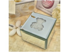 Bomboniera Hervit Scatola Porta Gioie in Vetro Specchiato Orsetto e Cristalli