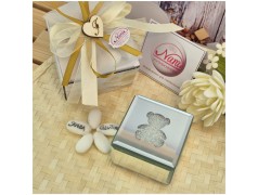 Bomboniera Hervit Scatola Porta Gioie in Vetro Specchiato Orsetto e Cristalli