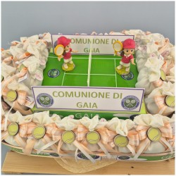 Bomboniera Tennis Wimbledon con Campo Centrale e Palline in Legno