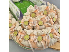 Bomboniera Tennis Wimbledon con Campo Centrale e Palline in Legno