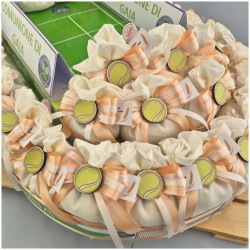 Bomboniera Tennis Wimbledon con Campo Centrale e Palline in Legno