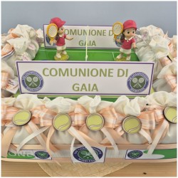 Bomboniera Tennis Wimbledon con Campo Centrale e Palline in Legno