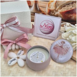 Bomboniera Solidale Cuorematto Candela in Latta "Sogno di Ballerina" - Illustrazione Danzatrice Floreale