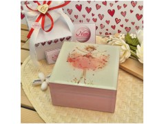 Bomboniera Solidale Cuorematto Portagioie in Vetro "Sogno di Ballerina" - Cofanetto Gioielli con Interno in Velluto