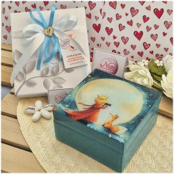 Bomboniera Solidale Cuorematto Scatola in Vetro "Il Piccolo Principe" - Cofanetto Blu Notte con Interno in Velluto