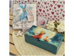 Bomboniera Solidale Cuorematto Scatola Rettangolare in Vetro Il Piccolo Principe - Cofanetto Blu Notte con Interno in Velluto